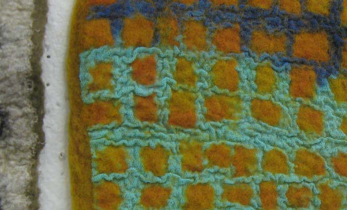 Amy Long's partial felt texture resist applied to a synthetic knit, Arrowmont School of Arts & Crafts, Gatlinburg, TN, 2010