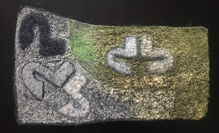 STRONGFELT work layering and felting together various substrates and shapes of partial felt density