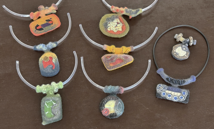 Participants' Pendants fulled, blocked and drying before being shearred and clipped | Vrouw Wolle, Belgium 2026
